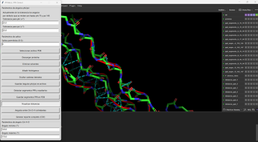 Distances and Cα–H···O=C angle labels between neighboring PPII segments.